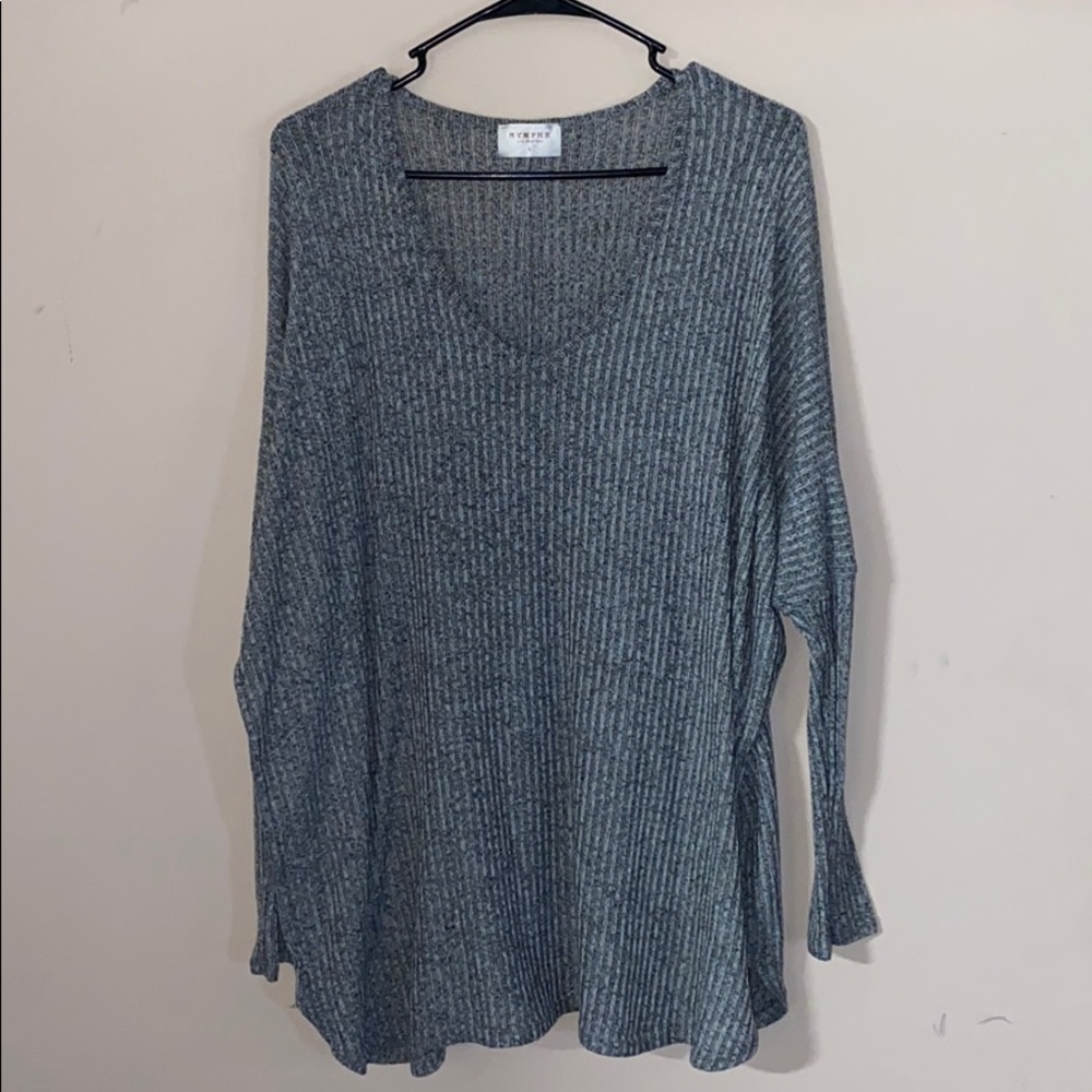 Grey and white knit sweater